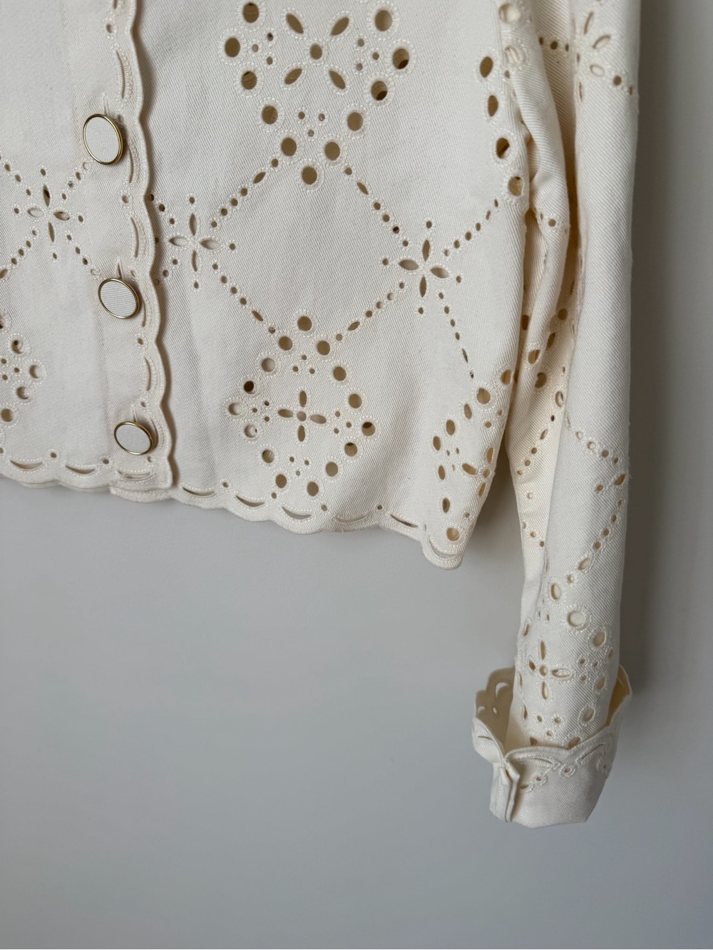 Camila Coelho Cream Eyelet button up Jacket - Picture 3 of 5